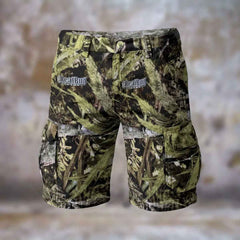 RealBud Camo Cargo Shorts for Men - Stylish and Functional Denim Fabric with Cannabis Print - RealBud Camo
