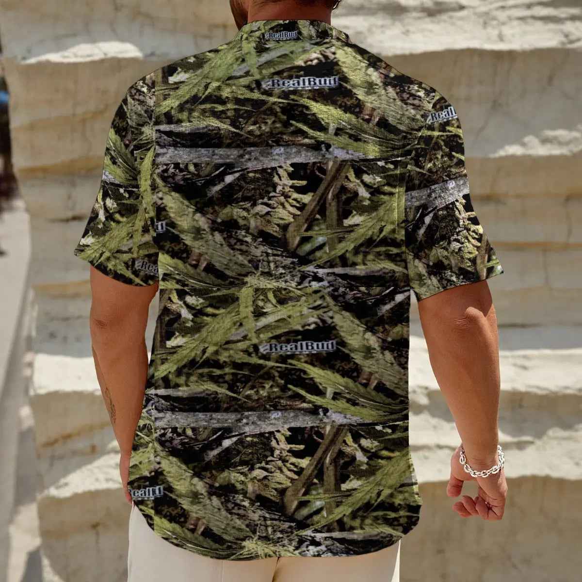 RealBud Camo Men's Henley Polo Shirt - Lightweight Polyester Comfort Fit for Warm Weather - RealBud Camo