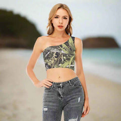 Women's One-Shoulder Cropped Top for Stylish Casual Outfits - RealBud Camo