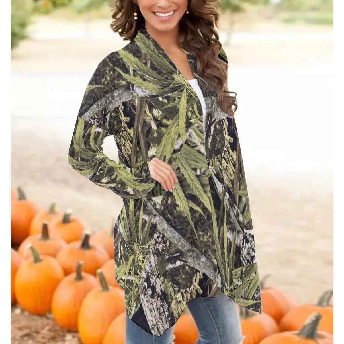 Women's Long Sleeve Cardigan - RealBud Camo