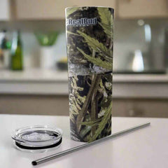 Glitter Tumbler with Straw - 20oz Stainless Steel Sparkling Drinkware - RealBud Camo