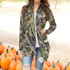 Women's Long Sleeve Cardigan - RealBud Camo