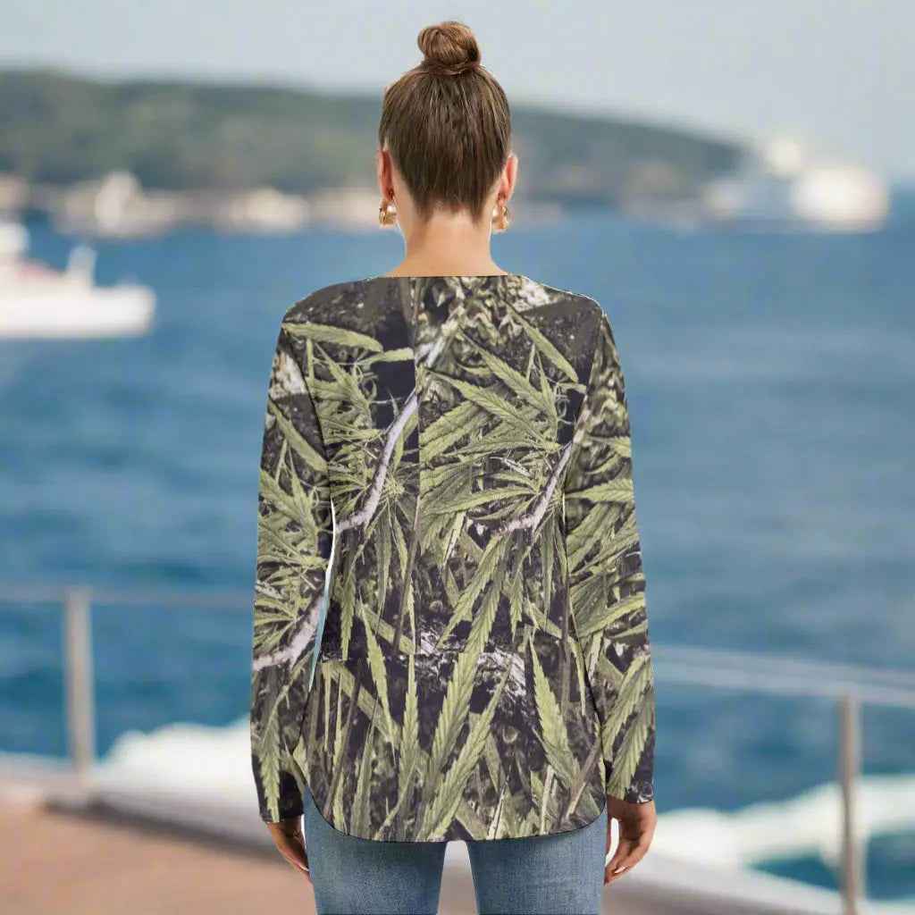 Women's Long Sleeve Neckline Tie Sweatshirt - RealBud Camo