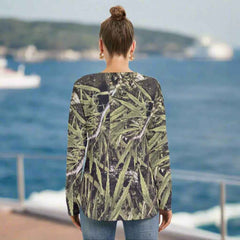 Women's Long Sleeve Neckline Tie Sweatshirt - RealBud Camo