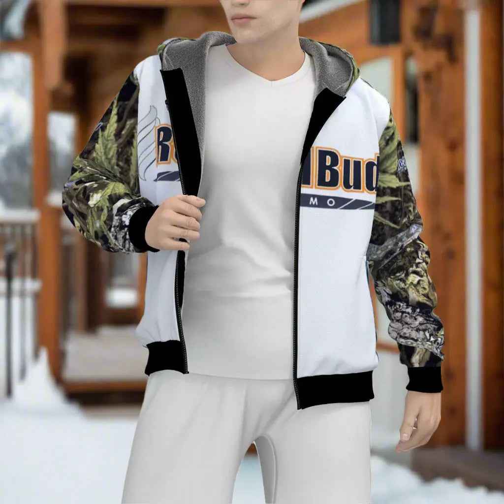 Men's Sherpa Fleece Hoodie Zip Up for Ultimate Comfort - RealBud Camo