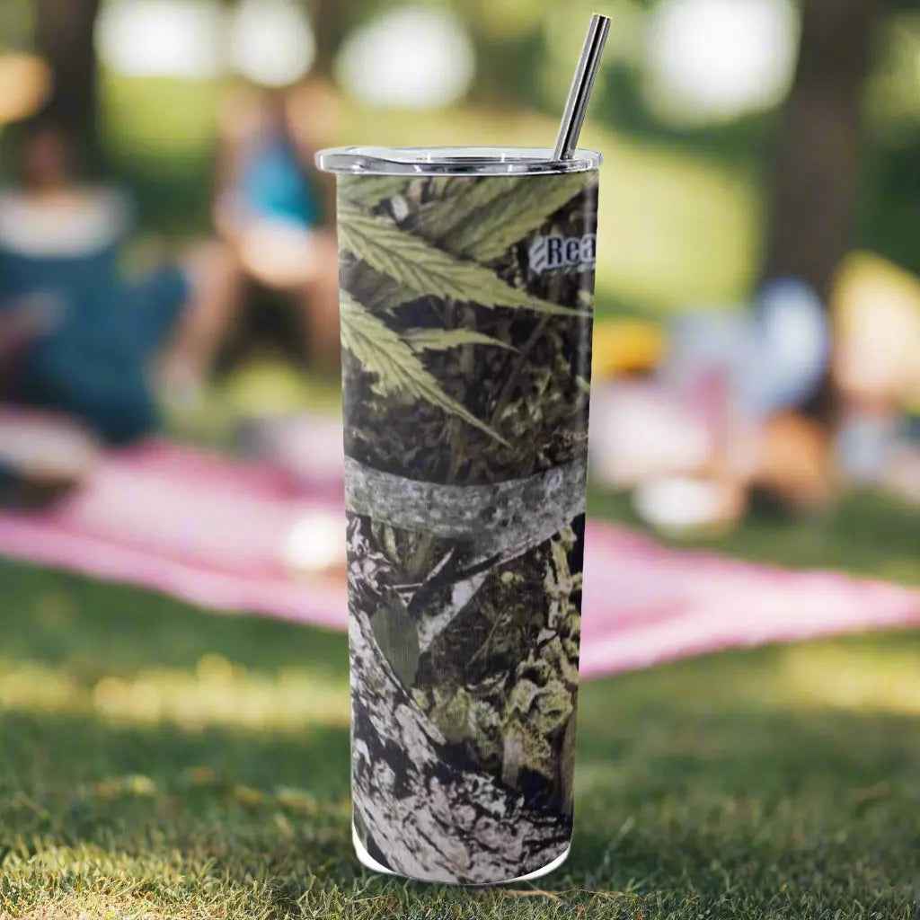 Glitter Tumbler with Straw - 20oz Stainless Steel Sparkling Drinkware - RealBud Camo